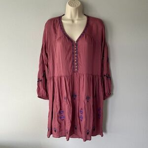 Lucky Brand Women's Embroidered Tiered Tunic Dress Size XS